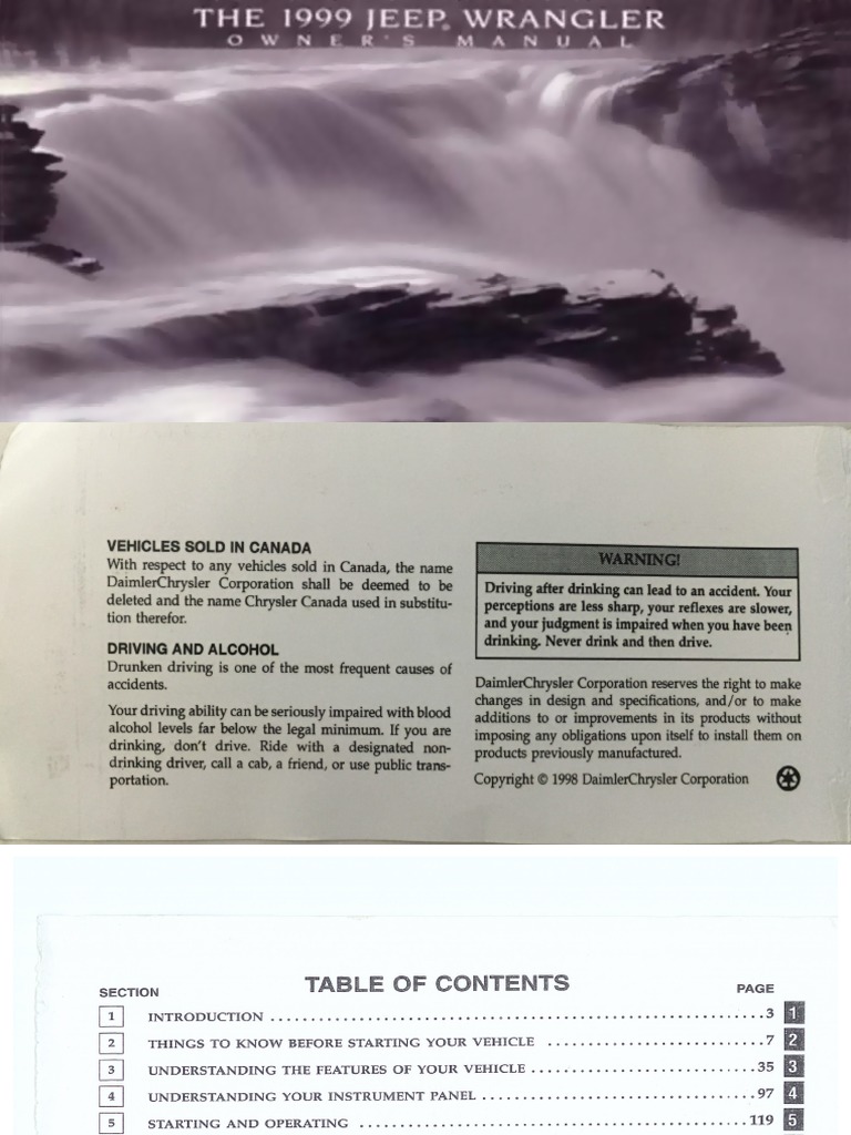 1999 Jeep Wrangler TJ Owner's Manual | PDF