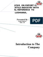 An Analysis On Export of Indian Textile Industry With Special Reference To Ludhiana