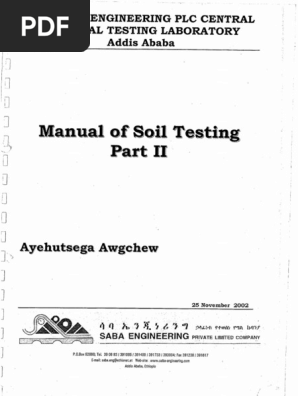 Manual of Soil Testing Part II (SABA Engineering) | PDF