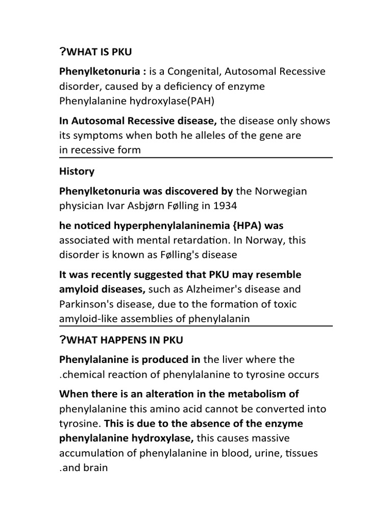 What Is Pku 10 Pdf Phenylalanine Medical Specialties