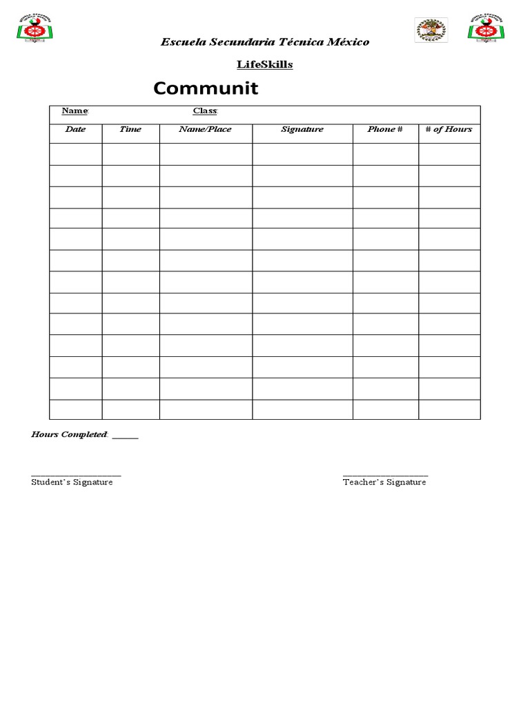 LifeSkills Hours Tracking Form | PDF