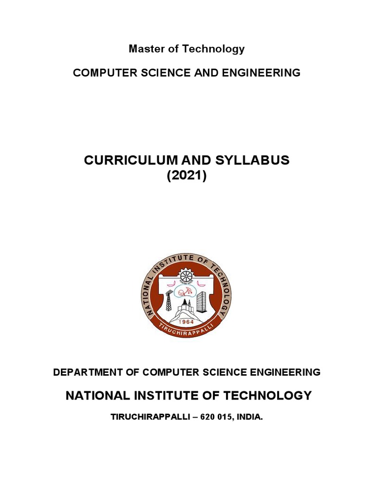 NIT Trichy M.Tech CSE Syllabus 2021 | PDF | Computing | Computer Network