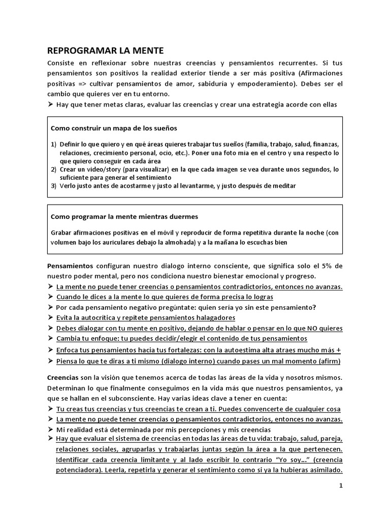 Reprogramar La Mente | PDF | Pensamiento | Mente