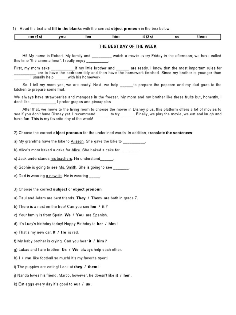 Object pronouns activity download free pdf syntax linguistics
