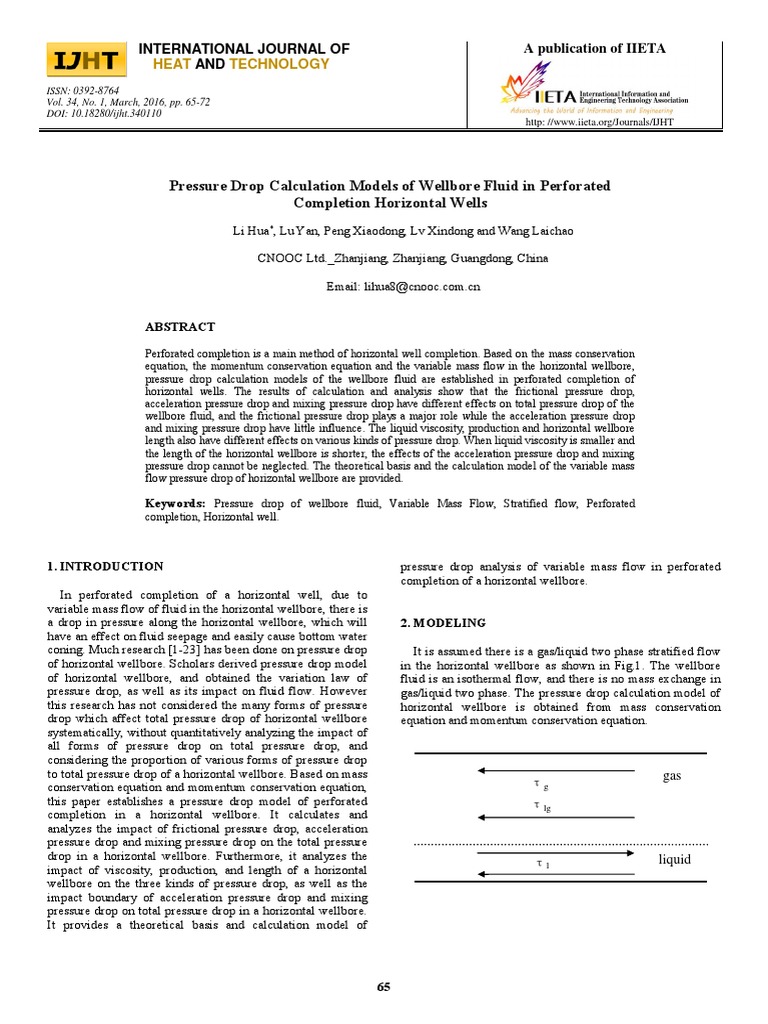 Pressure Drop Calculation Models of Wellbore Fluid in Perforated ...