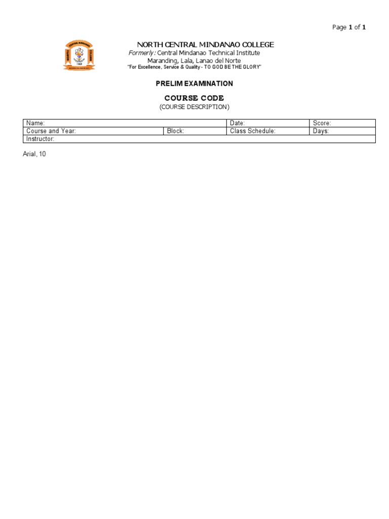 Exam Template | PDF