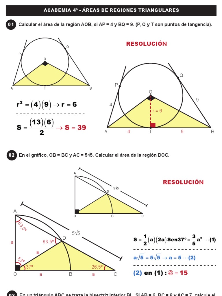 Áreas de Regiones Triangulares | PDF | Triángulo | Geometría del plano ...