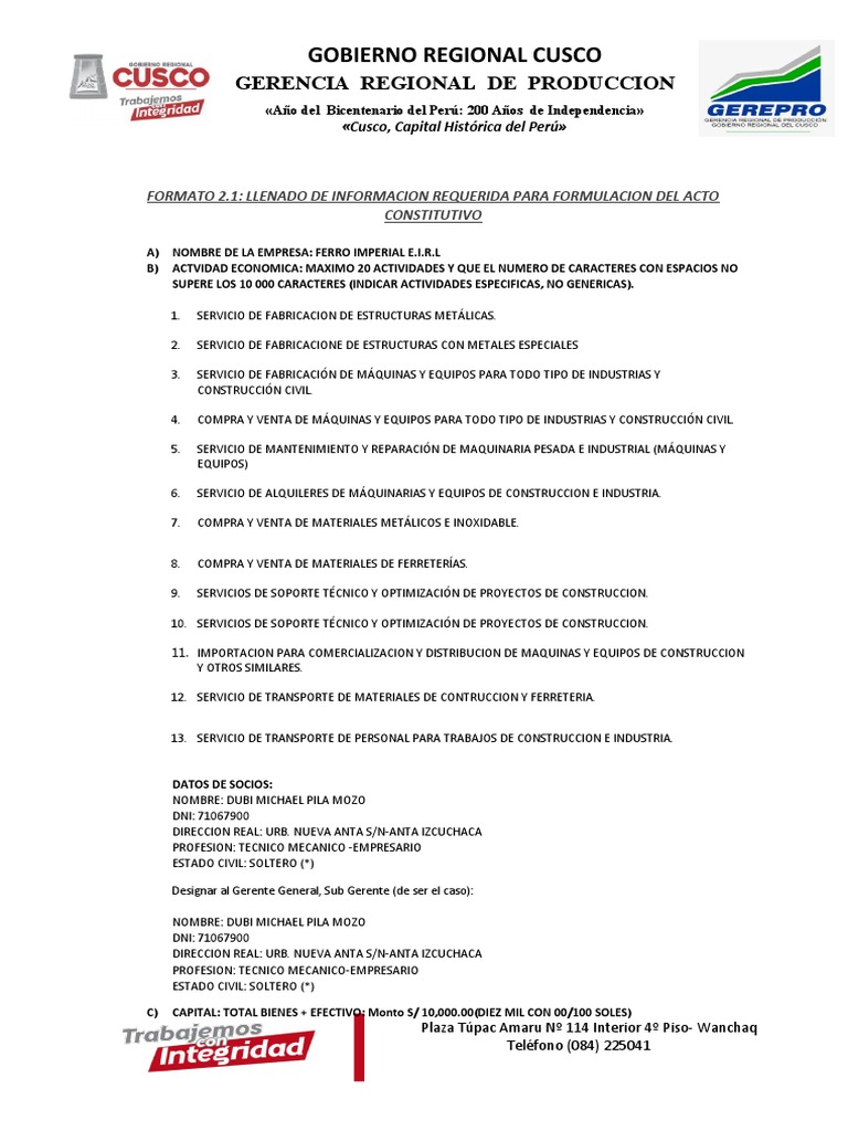 2.1 Formato Word Acto Constitutivo (1 | PDF