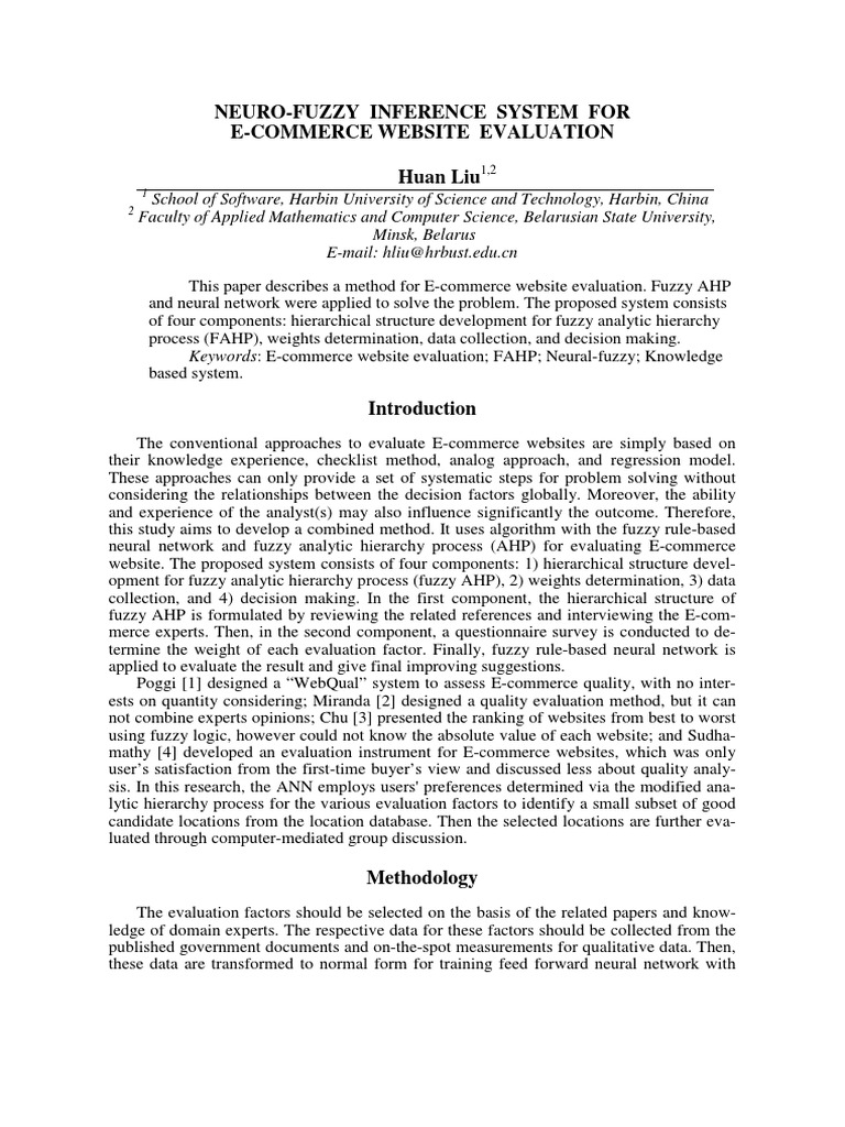 Neuro-Fuzzy E-Commerce Evaluation System | PDF | Fuzzy Logic | Analytics
