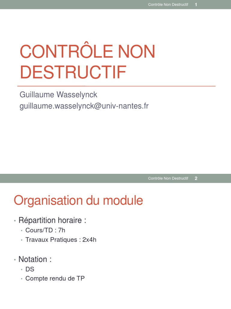 Techniques de Contrôle Non Destructif PDF Contrôle non destructif — free download