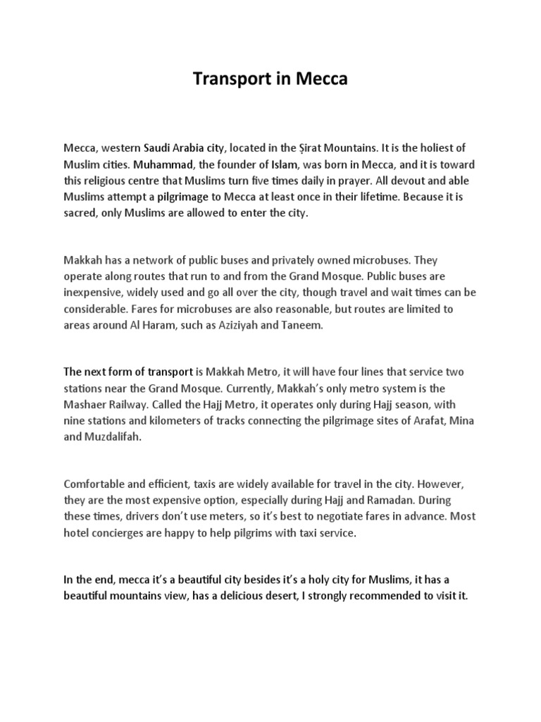 Transport in Mecca Assigment 2 PDF