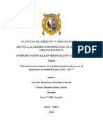 Factores socioeconómicos que influyeron en el proceso migratorio a Lima (2012-2017