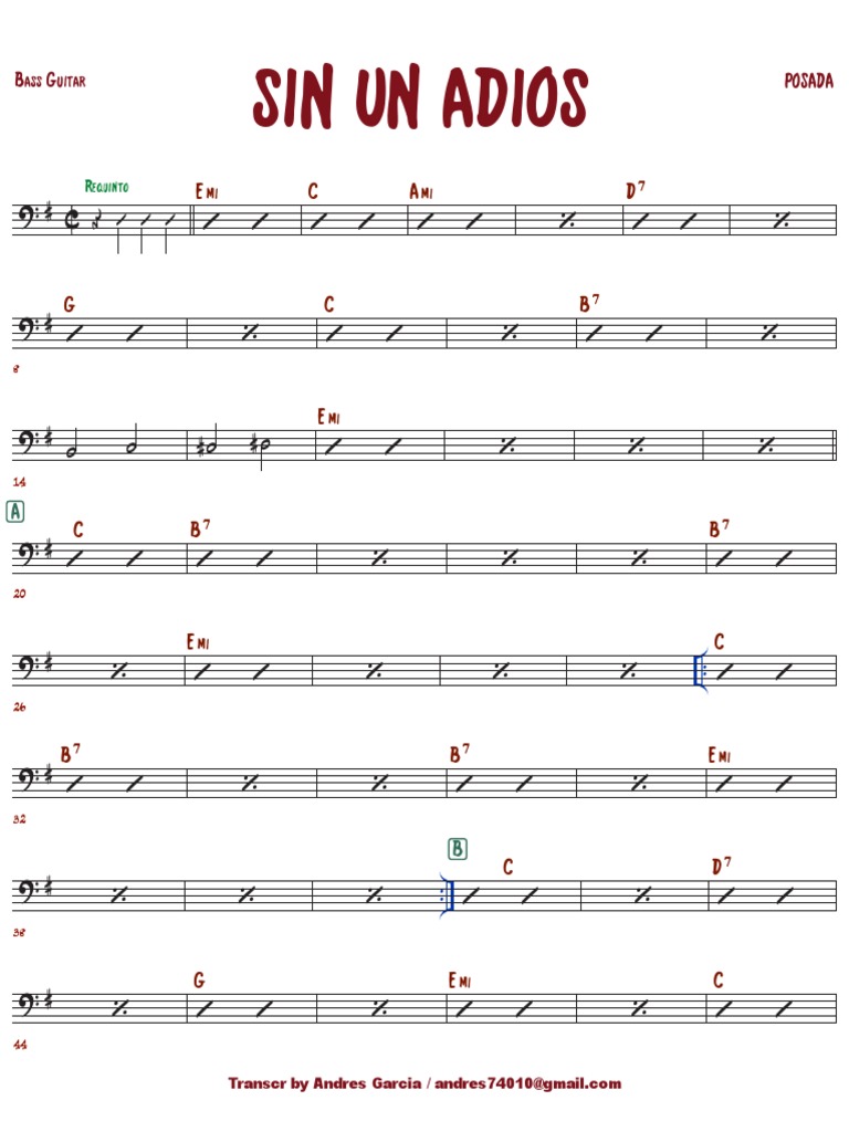 Acordes De Sin Un Adiós Para Guitarra Pdf