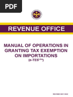 MANUAL OF OPERATIONS IN GRANTING TAX EXEMPTION ON IMPORTATIONS (e-TESLite) - 2 - Compressed