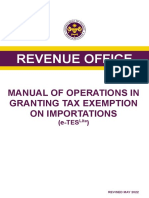 MANUAL OF OPERATIONS IN GRANTING TAX EXEMPTION ON IMPORTATIONS (e-TESLite) - 2 - Compressed