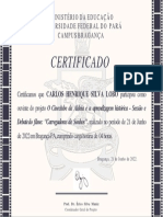 Certificado participação projeto cineclube aldeia Bragança