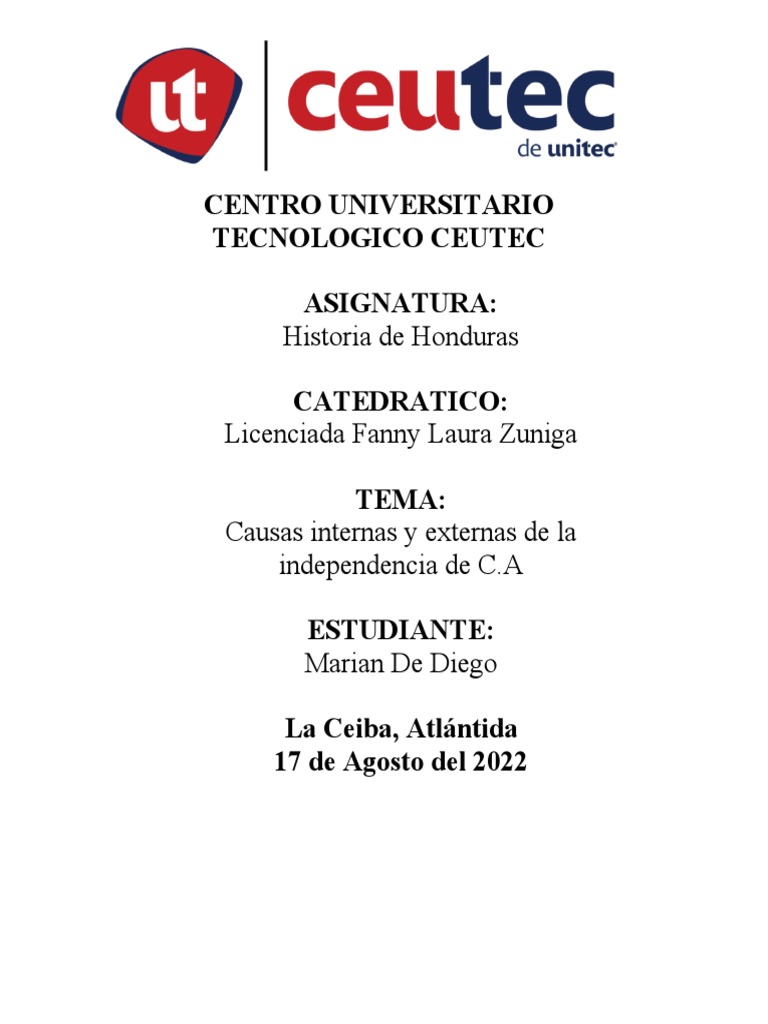 Causas Internas y Externas de La Independencia de C.A Marian de Diego