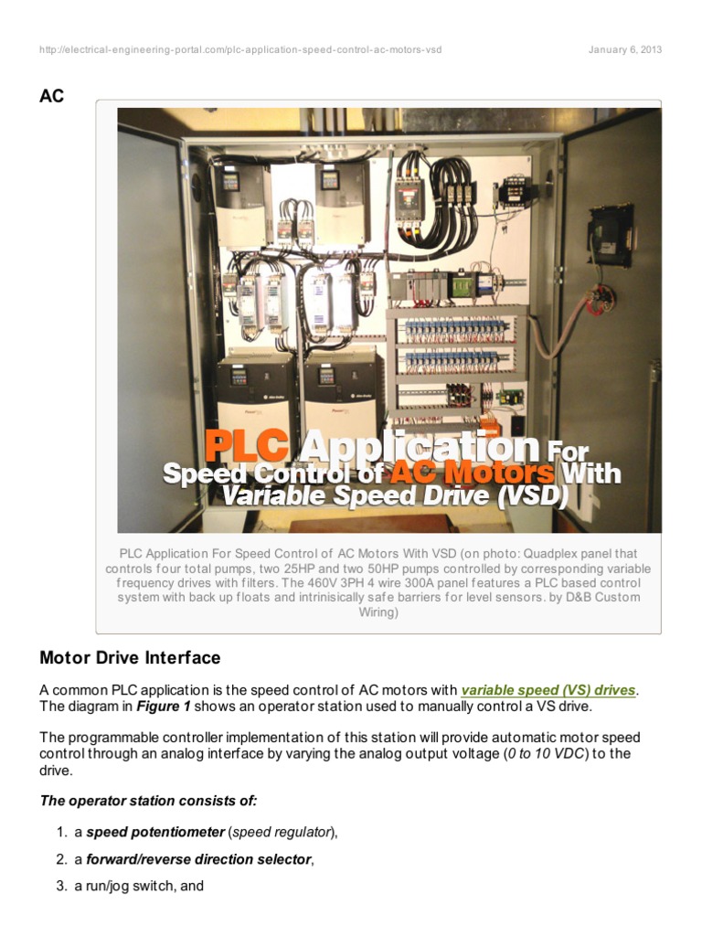 PLC Application For Speed Control of AC Motors With Variable Speed VS