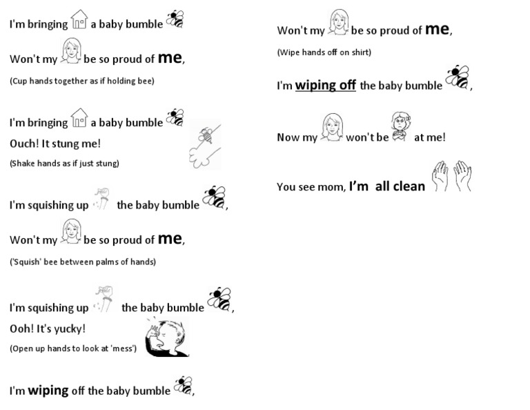 Bumble Bee Song PDF
