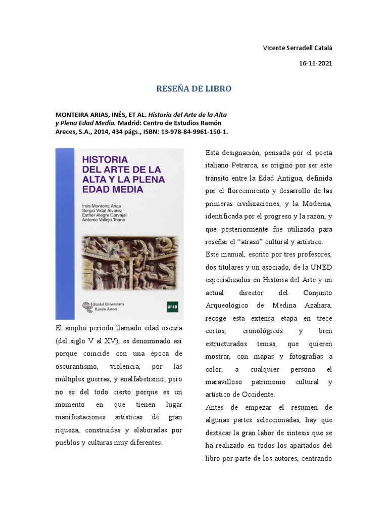 Reseña de Libro "Historia Del Arte de La Alta y Plena Edad Media" | PDF ...