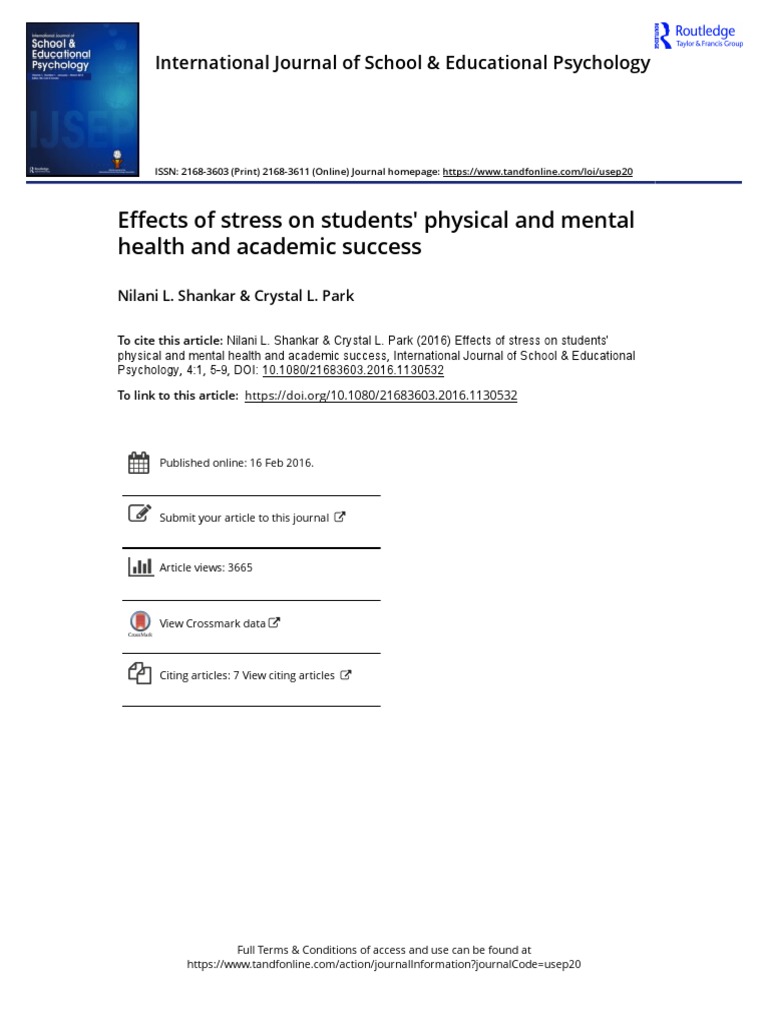 Impact of Stress on Student Health | PDF | Stress (Biology) | Psychology