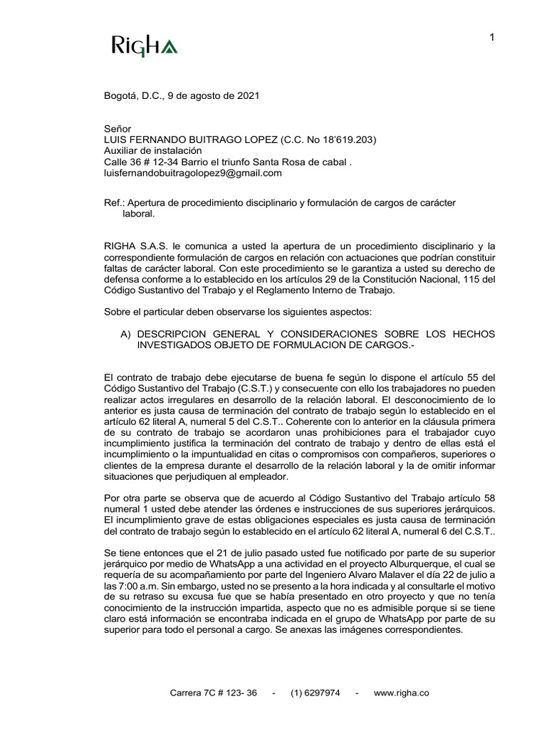Formulacion de Cargos | PDF | Justicia | Crimen y violencia