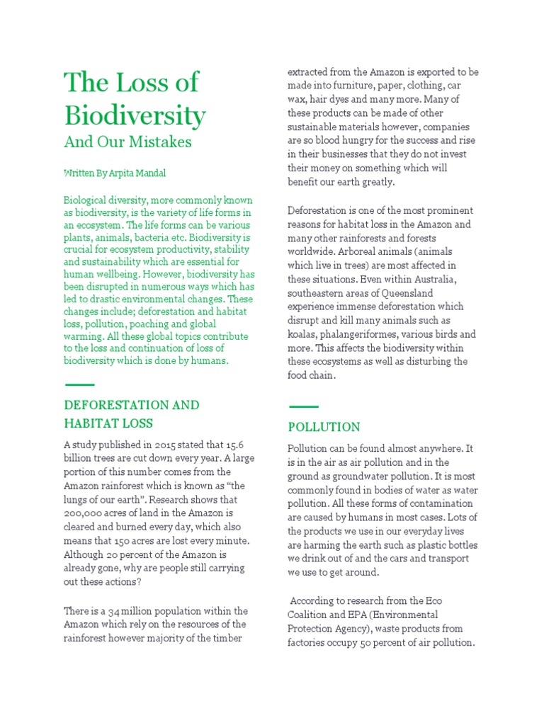 Human Impact on Biodiversity Loss | PDF | Biodiversity | Deforestation