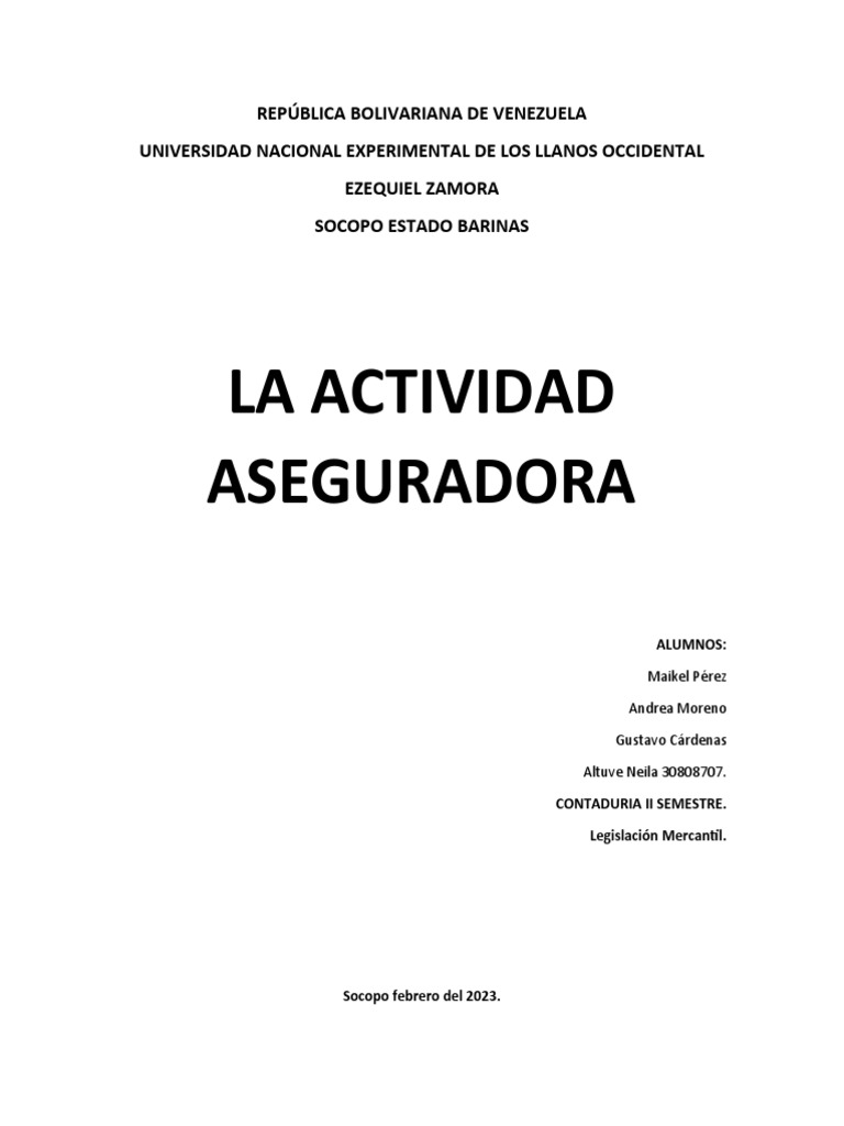 Ley de la Actividad Aseguradora en Venezuela | PDF | Seguro | Reaseguro