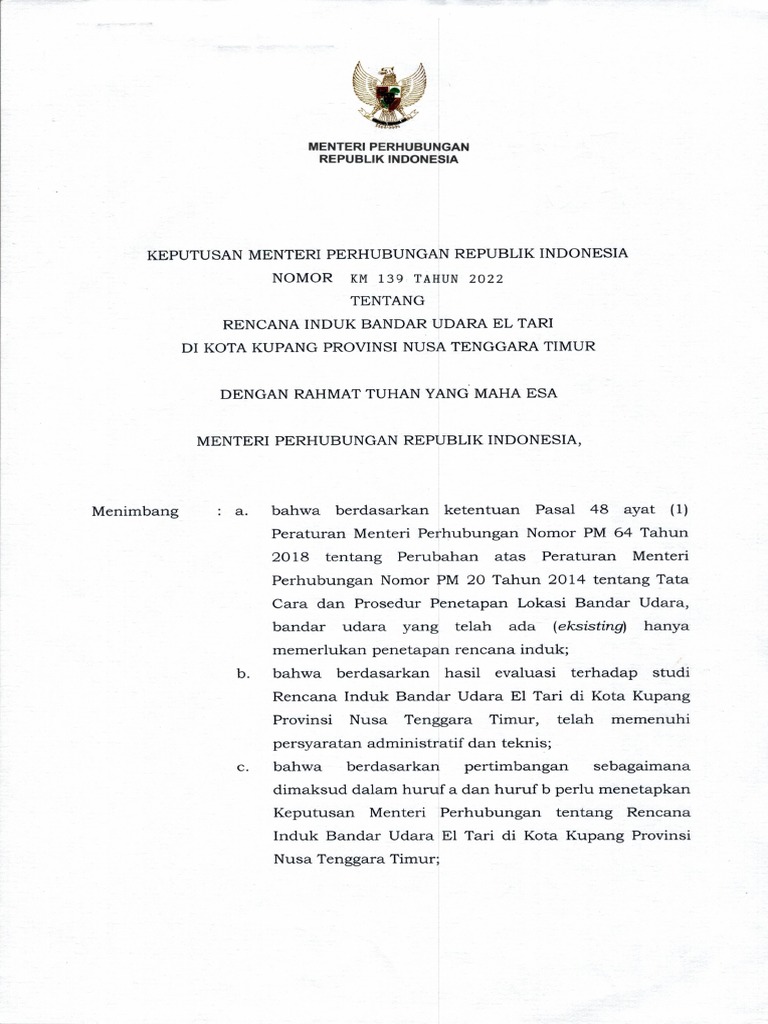 Km 139 Tahun 2022 Rib El Tari Pdf