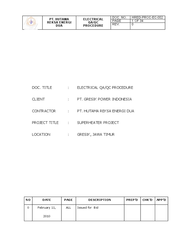 Electric QAQC Procedure | PDF | Transformer | Volt