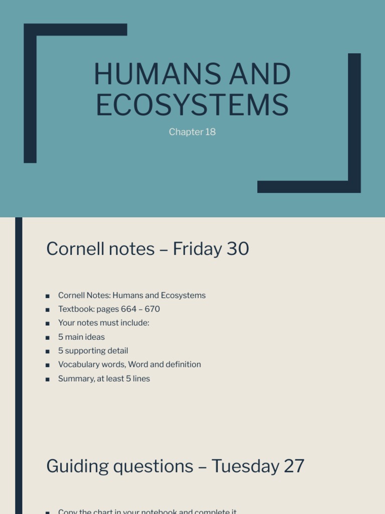 Human Impacts on Ecosystems and the Role of the Environmental