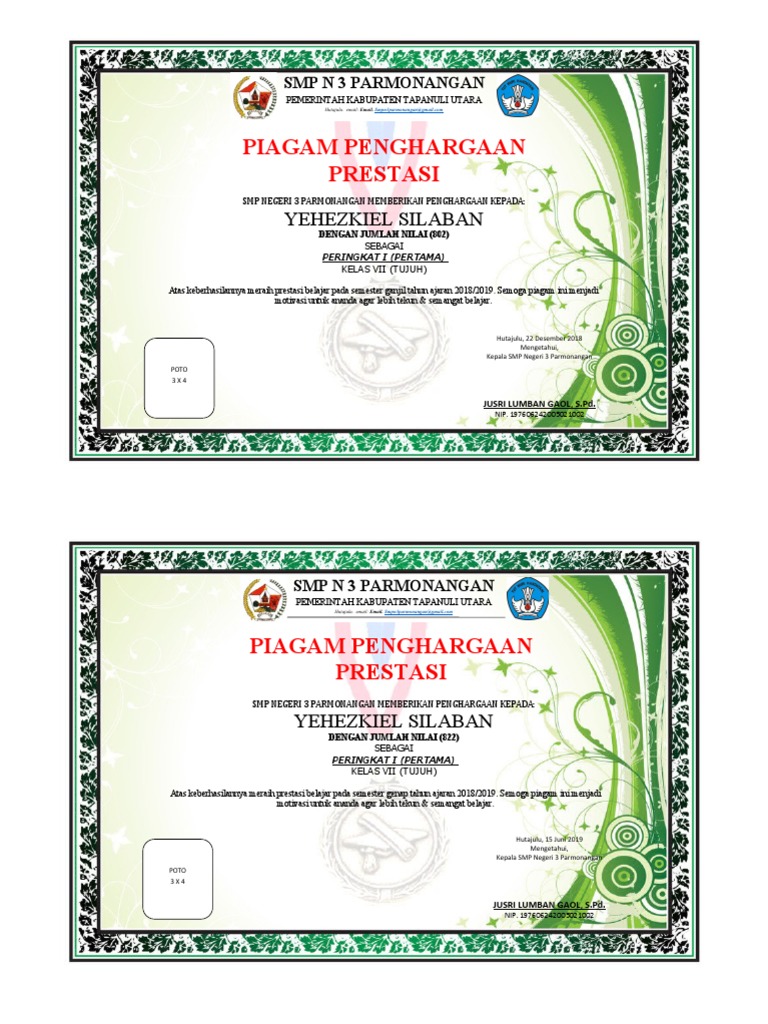 Piagam Ranking Siswa Pdf