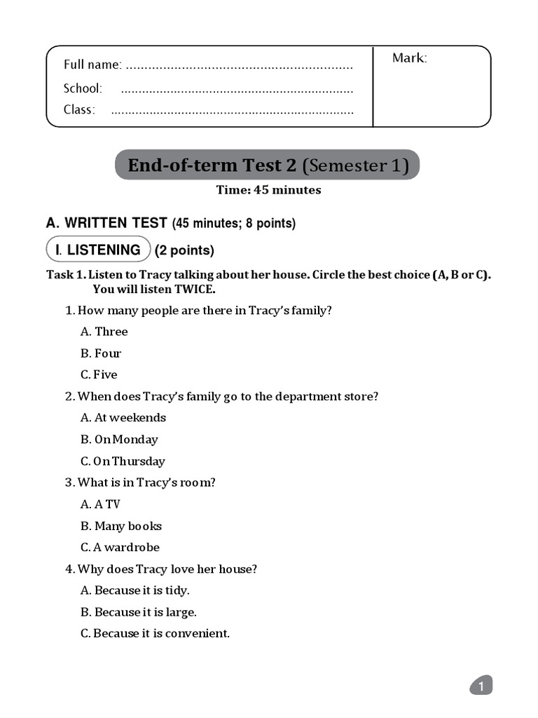 Grade 5 Term 2 English Test Paper | PDF