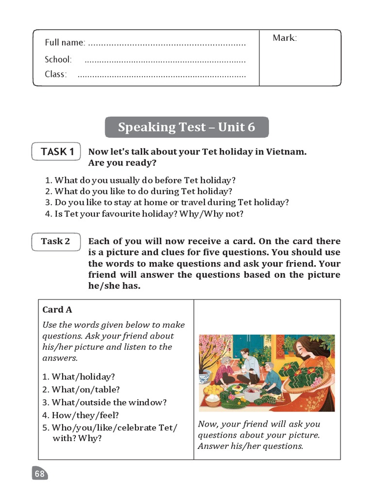 Speaking Test - Unit 6 | PDF