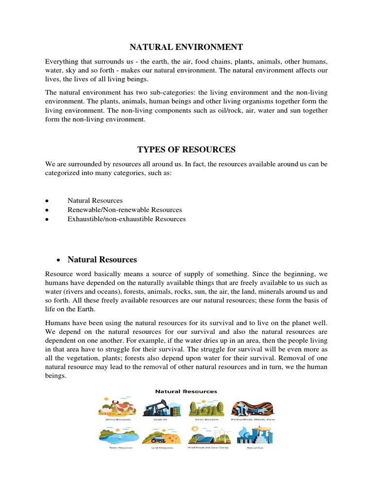 Understanding Natural Resources Classification of Resources as