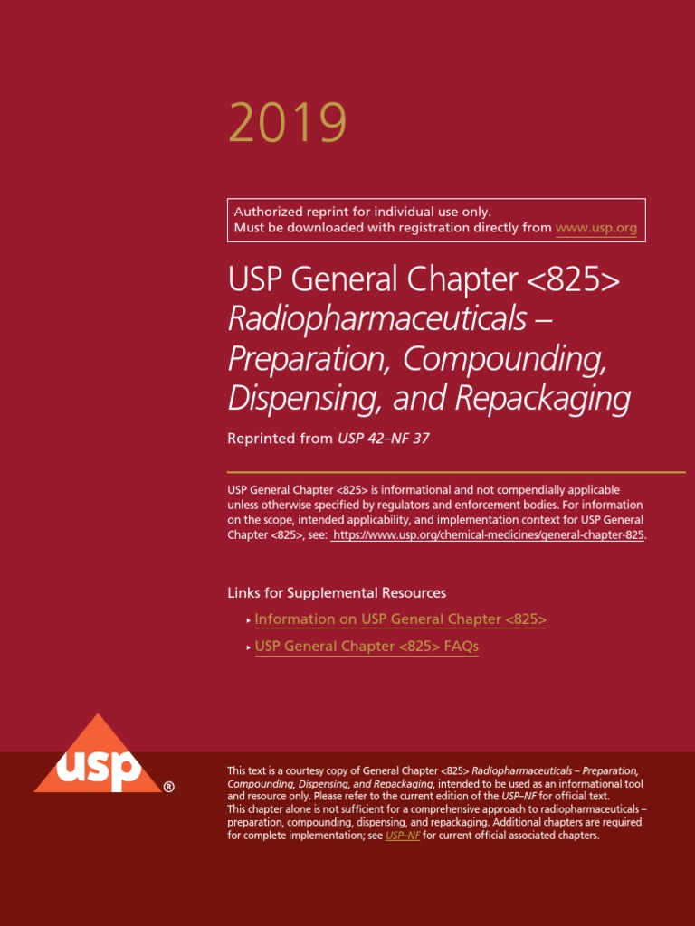 USP General Chapter 825 PDF Pharmacy Radioactive Contamination