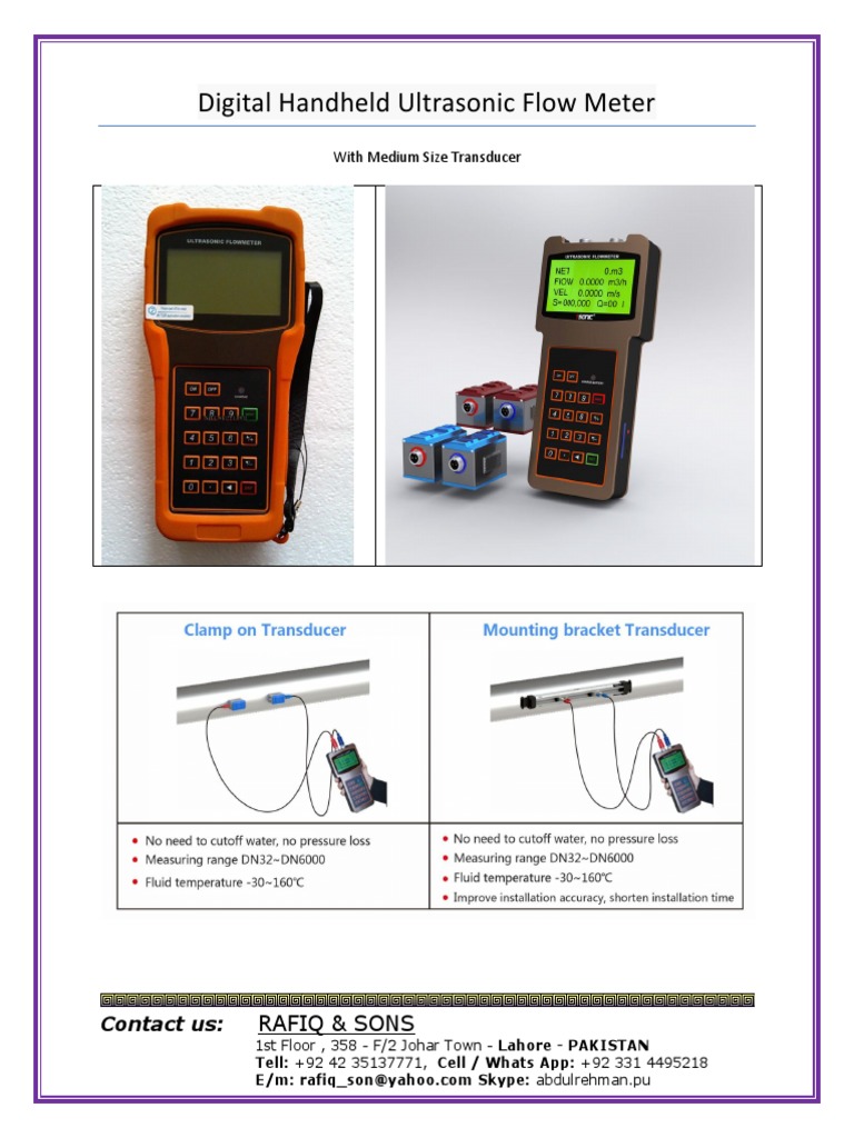 Handheld Flow Meter ULTRASONIC Type PDF Flow Measurement Equipment