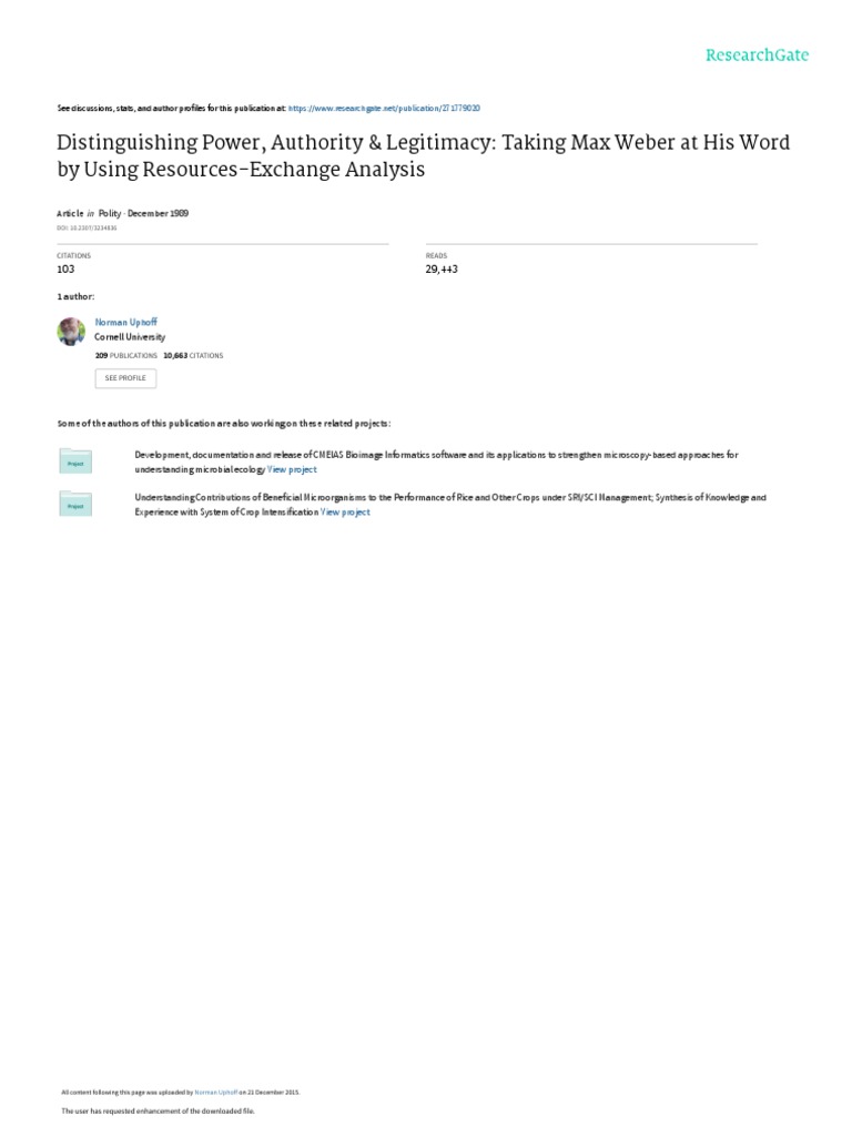 Power Authority Legitimacy PDF Sociology Science