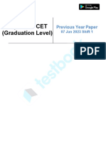Rajasthan CET (Graduation Level) Official Paper (Held On - 07 Jan 2023 Shift 1) (English)