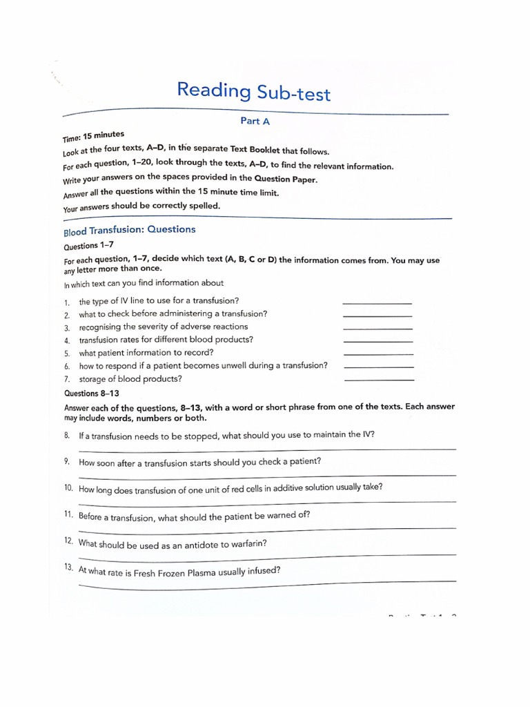 OET Reading 2 | PDF