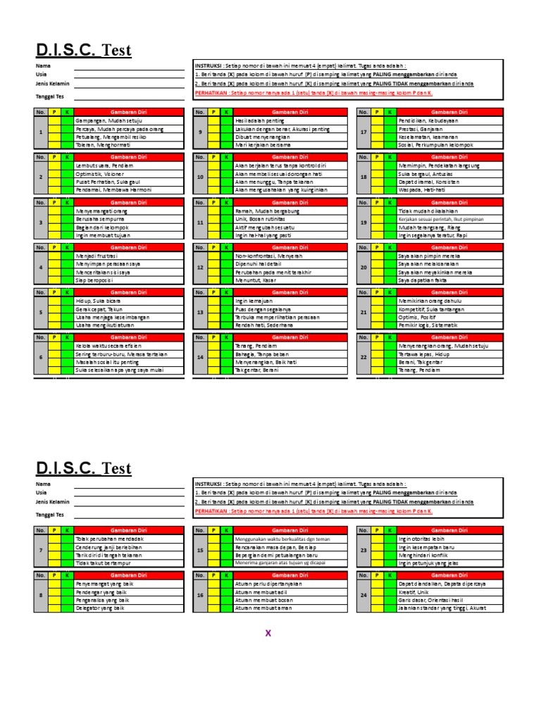 Test DISC MNI - Xls - DISC Test | PDF