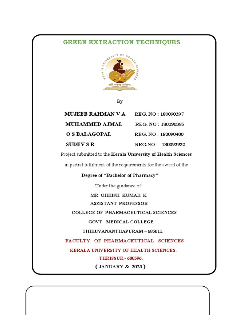 Green Extraction Techniques PDF Supercritical Fluid Polycyclic