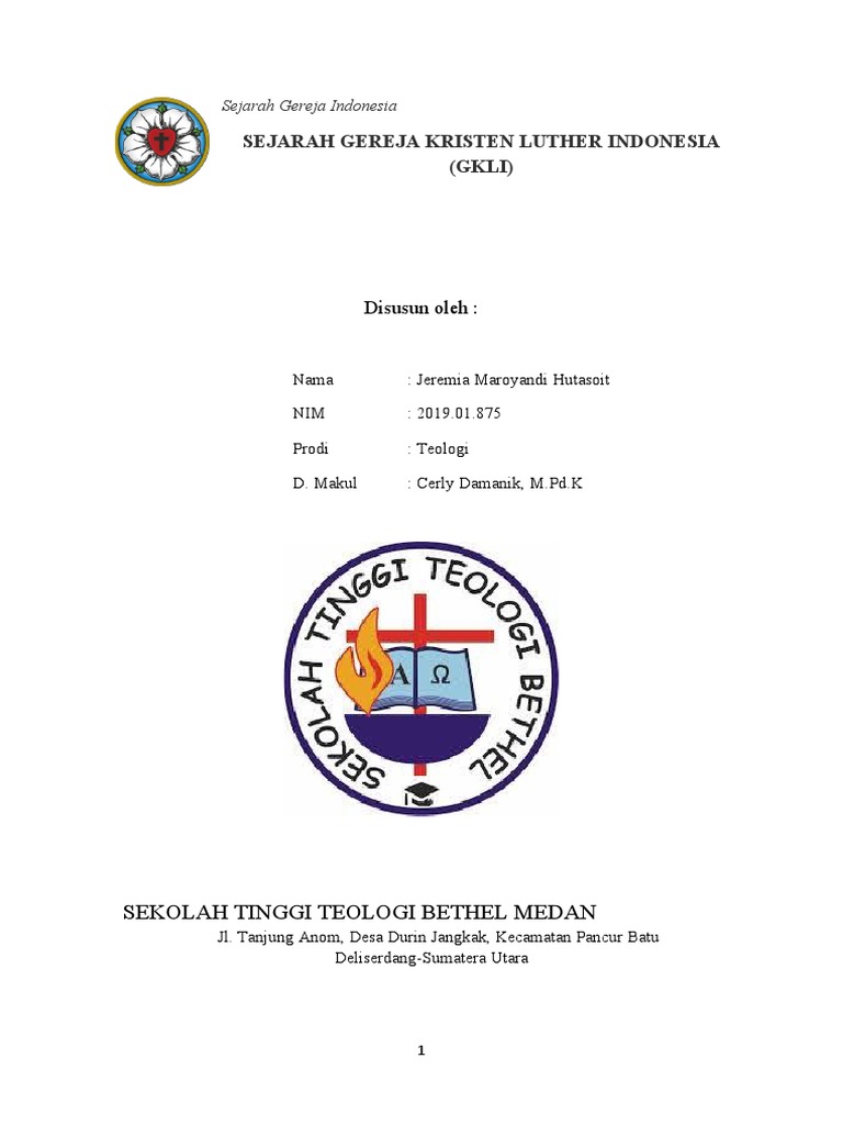 Sejarah Gereja Kristen Luther Indonesia (Jeremia) | PDF