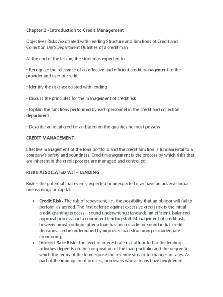 Chapter 2 Soft Copy Introduction To Credit Management Download Free