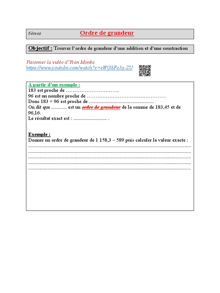 Fiche 3 Ordre de Grandeur | PDF | Ordinateurs
