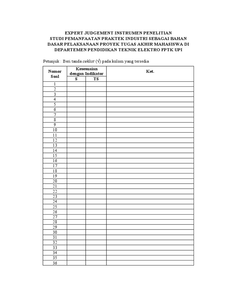 Expert Judgement Instrumen Penelitian | PDF