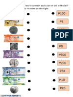 To Its Name On The Right.: Directions: Draw A Line To Connect Each Coin or Bill in The Left