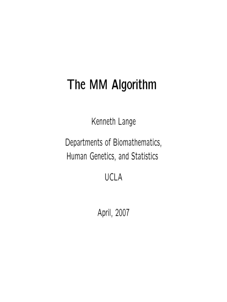 Overview of the MM Algorithm | PDF | Mathematical Optimization | Loss ...