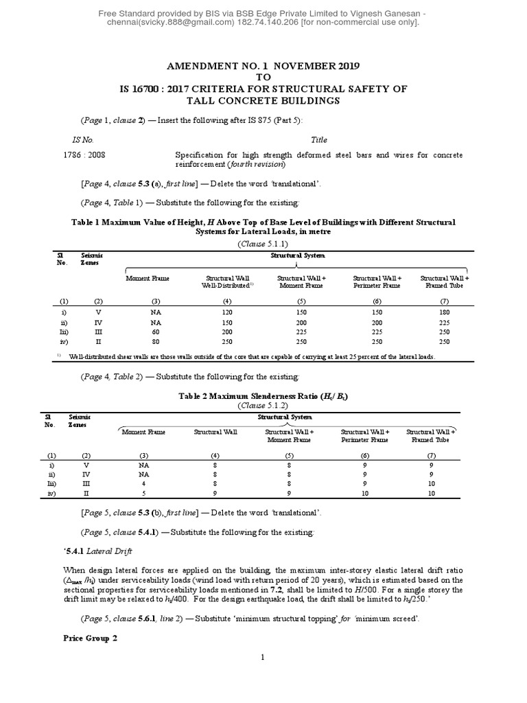 Amendment to IS 16700:2017 Standards | PDF | Building Engineering ...