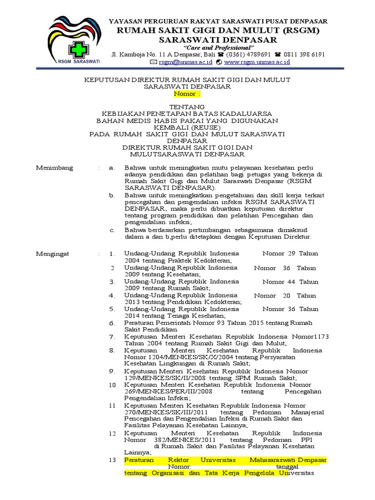 Kebijakan Kadaluwarsa Bahan Medis RSGM | PDF